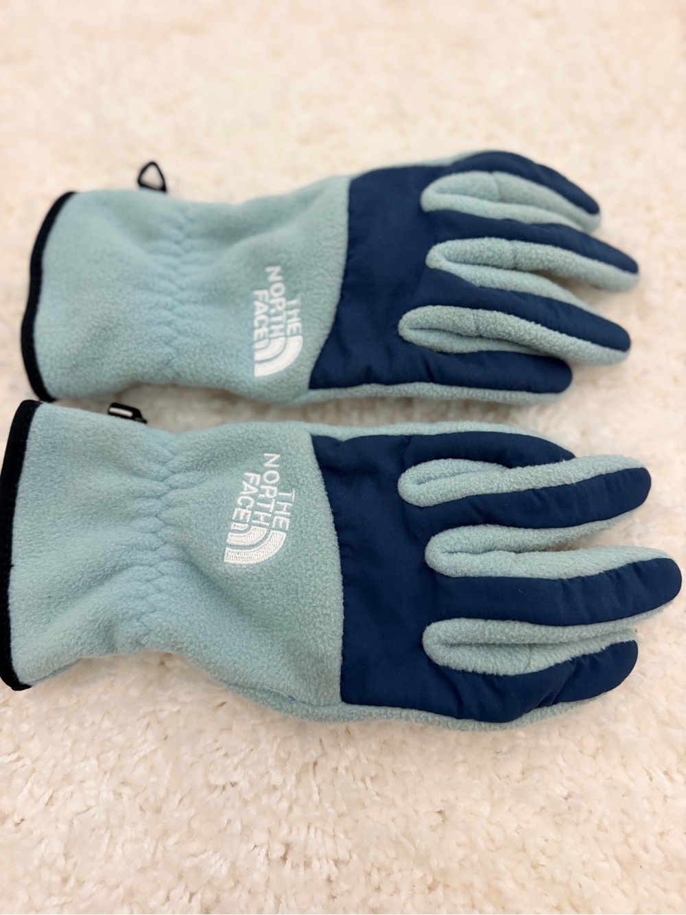 The North Face Women's Two-Tone Blue Fleece Gloves-Size Small